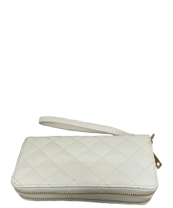 Double Zip Quilted Wallet QW0012 White